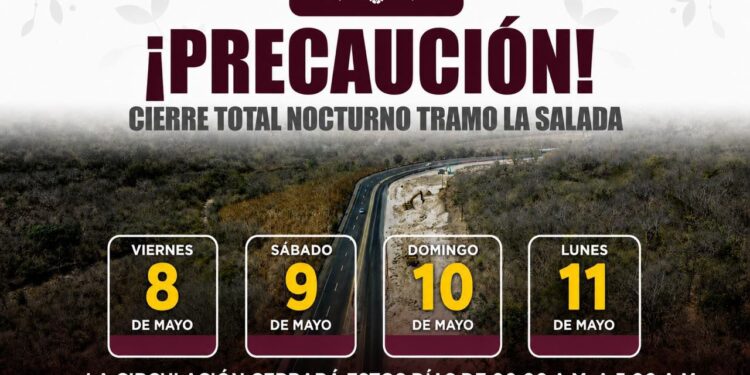 Seidum anuncia cierre nocturno temporal en autopista Colima-Manzanillo este viernes, sábado, domingo y lunes