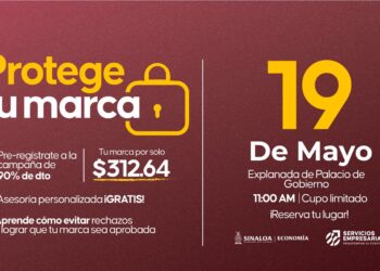 Gobierno de Sinaloa invita a aprovechar el 90% de descuento en el Registro de Marca