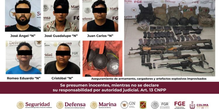 Mesa de Coordinación Estatal informa resultados de operativo en Tecomán: 5 detenidos y diversos aseguramientos