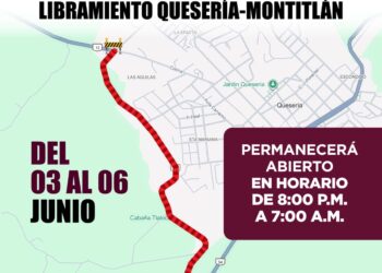 Alerta Seidum por cierre parcial del libramiento Quesería-Montitlán este miércoles, jueves y viernes