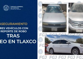 FGJE asegura tres vehículos con reporte de robo tras cateo en tlaxco