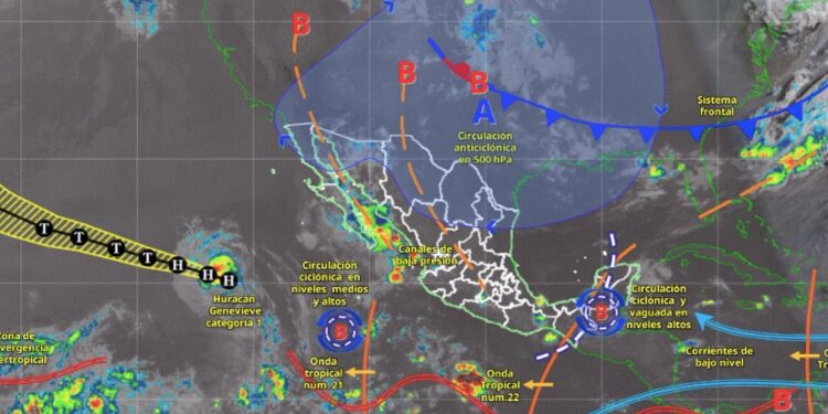 México enfrentará un jueves de lluvias intensas y calor extremo; Chiapas y Tabasco, en alerta